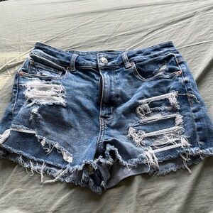American Eagle Outfitters Blue Distressed Jean Shorts